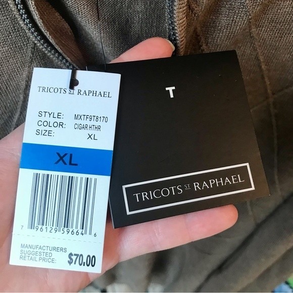 TRICOTS ST RAPHAEL Sweater Quarter Zip Pullover Knit Mockneck Cigar Brown NWT - Picture 9 of 11